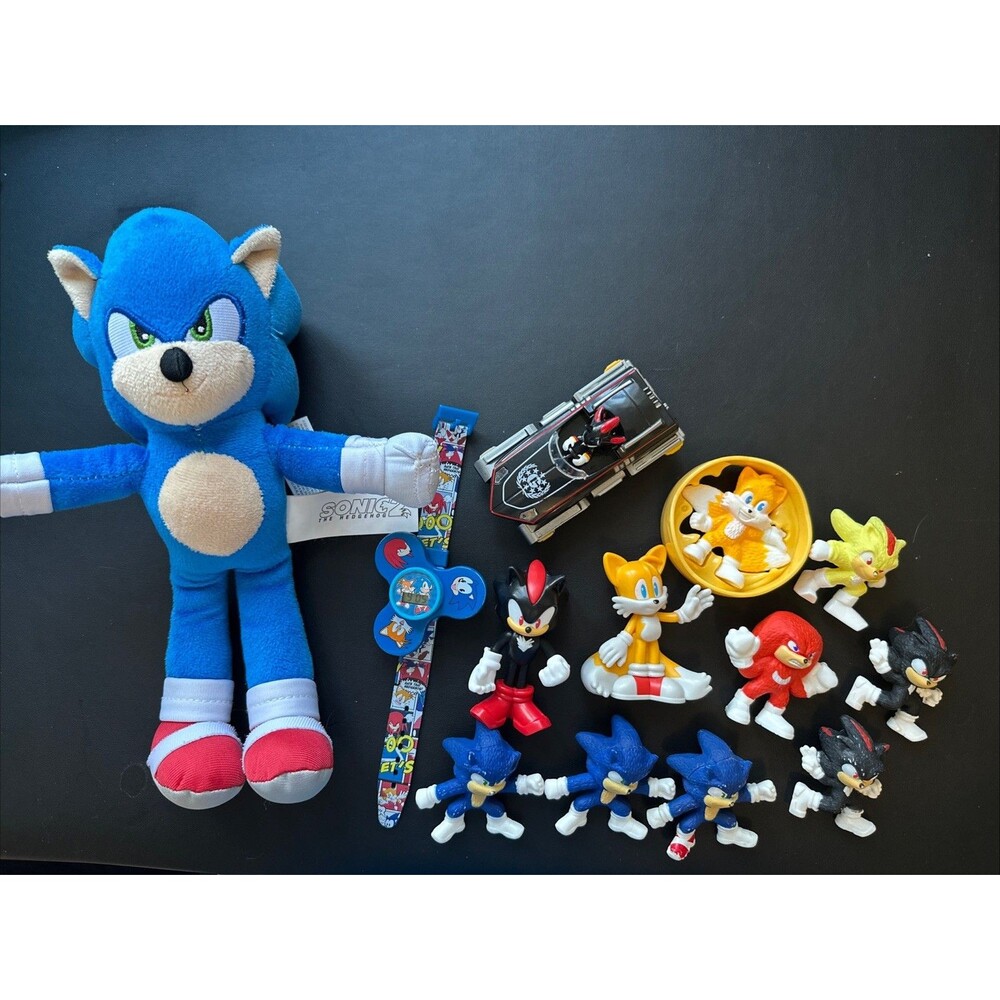 Sonic the Hedgehog Mixed Toy Lot Figures, Plush, Spinner Watch